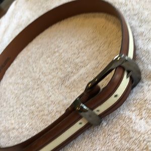 Johnson & Murphy leather tan + cream striped belt